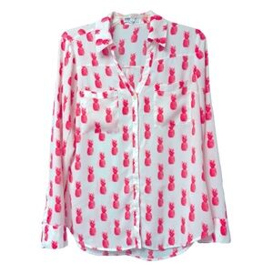 Express Women’s Long-sleeve Pineapple Button-down Blouse Size Medium